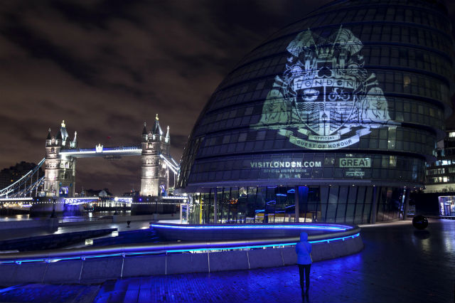 Guest of Honour projection image on City Hall