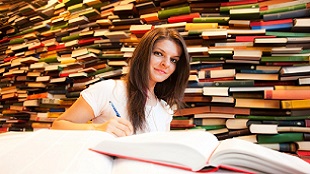 Student studying in Library