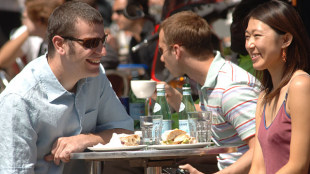 Couple dining al fresco in London