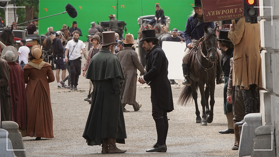 On-location filming in Central London
